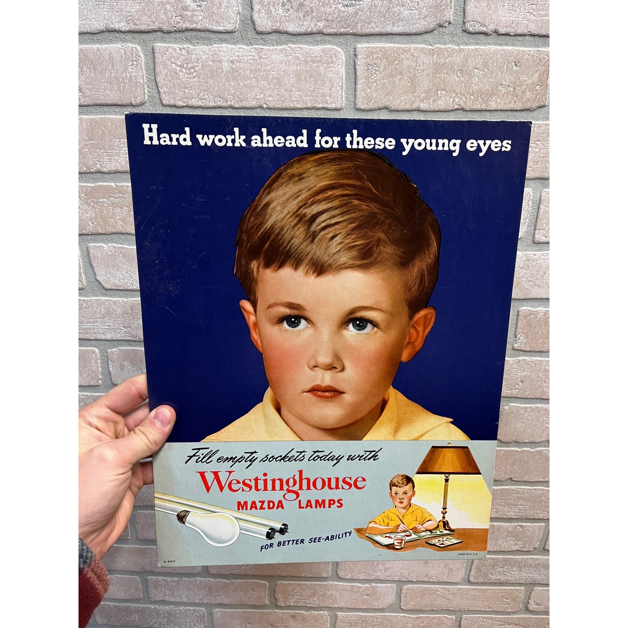 Vintage 1940s Westinghouse Mazda Lamps Bulbs Advertising Store Display Sign