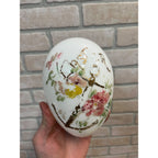 Antique Victorian Easter Milk Glass Egg Hand Painted Anchor Floral 6"