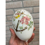 Antique Victorian Easter Milk Glass Egg Hand Painted Anchor Floral 6"