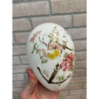 Antique Victorian Easter Milk Glass Egg Hand Painted Anchor Floral 6"