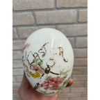 Antique Victorian Easter Milk Glass Egg Hand Painted Anchor Floral 6"