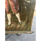 Antique Victorian Oil Painting on Velvet Velour Dancing Aristocrat Couple
