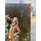 Antique Victorian Oil Painting on Velvet Velour Dancing Aristocrat Couple