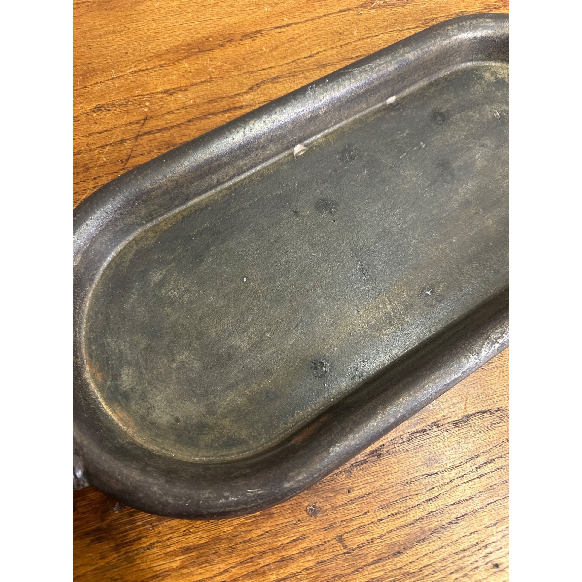 Antique 1800s Unmarked Cast Iron Oval Griddle Pan Gate Marked Fish Fryer Handles