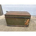 Antique Primitive Army Green Trunk Chest Train Travel Box