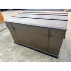 Antique Primitive Army Green Trunk Chest Train Travel Box