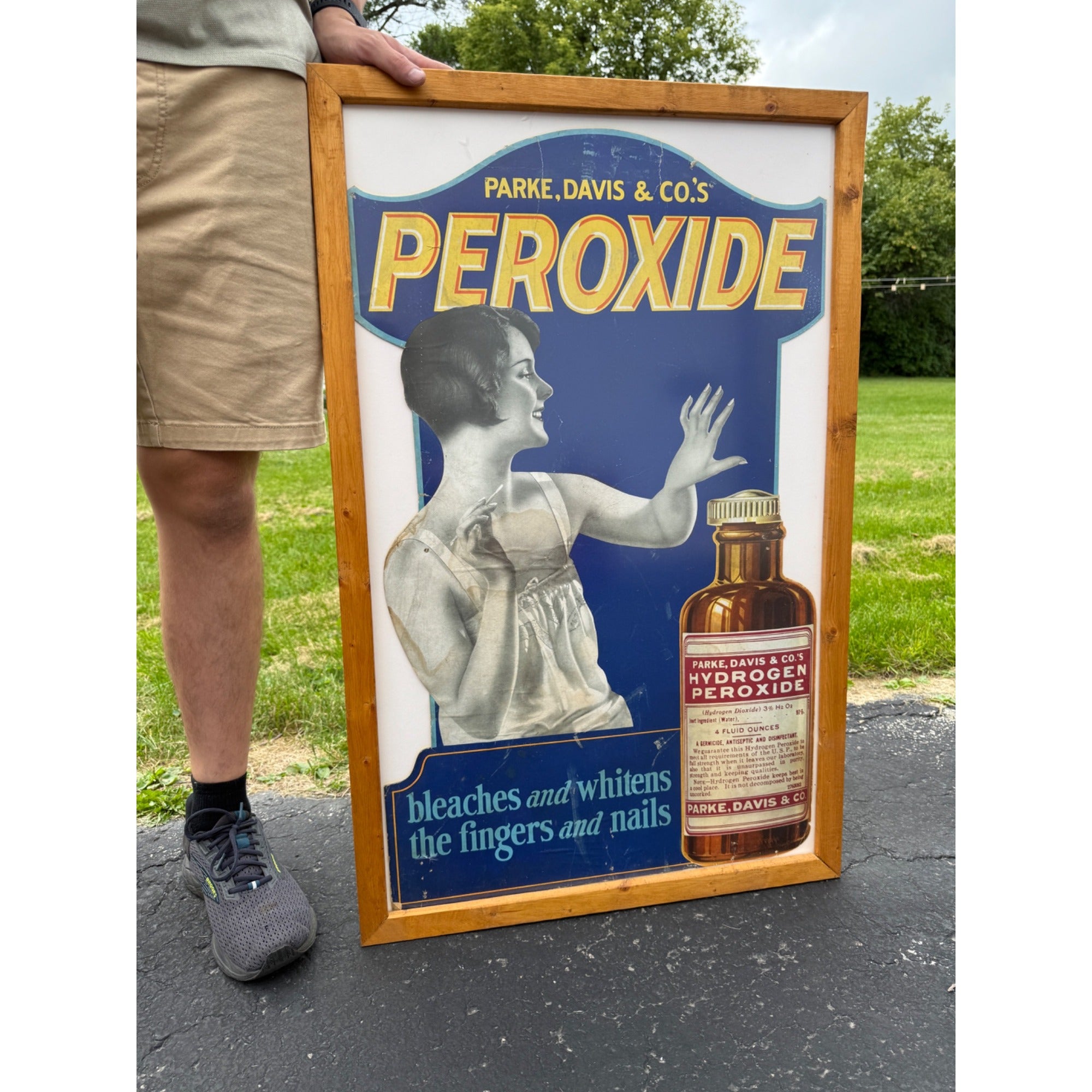 Vintage 1920s Parke Davis Peroxide Drug Store Advertising Sign Medical