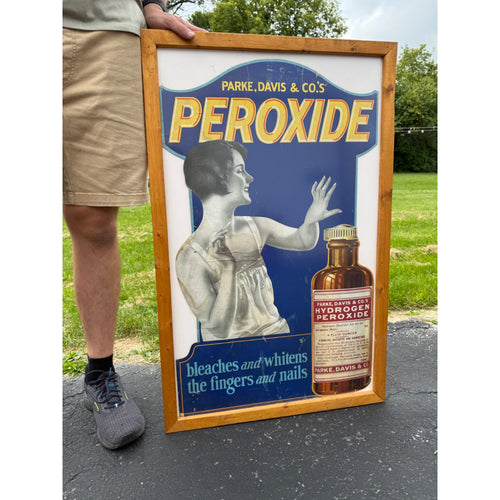 Vintage 1920s Parke Davis Peroxide Drug Store Advertising Sign Medical