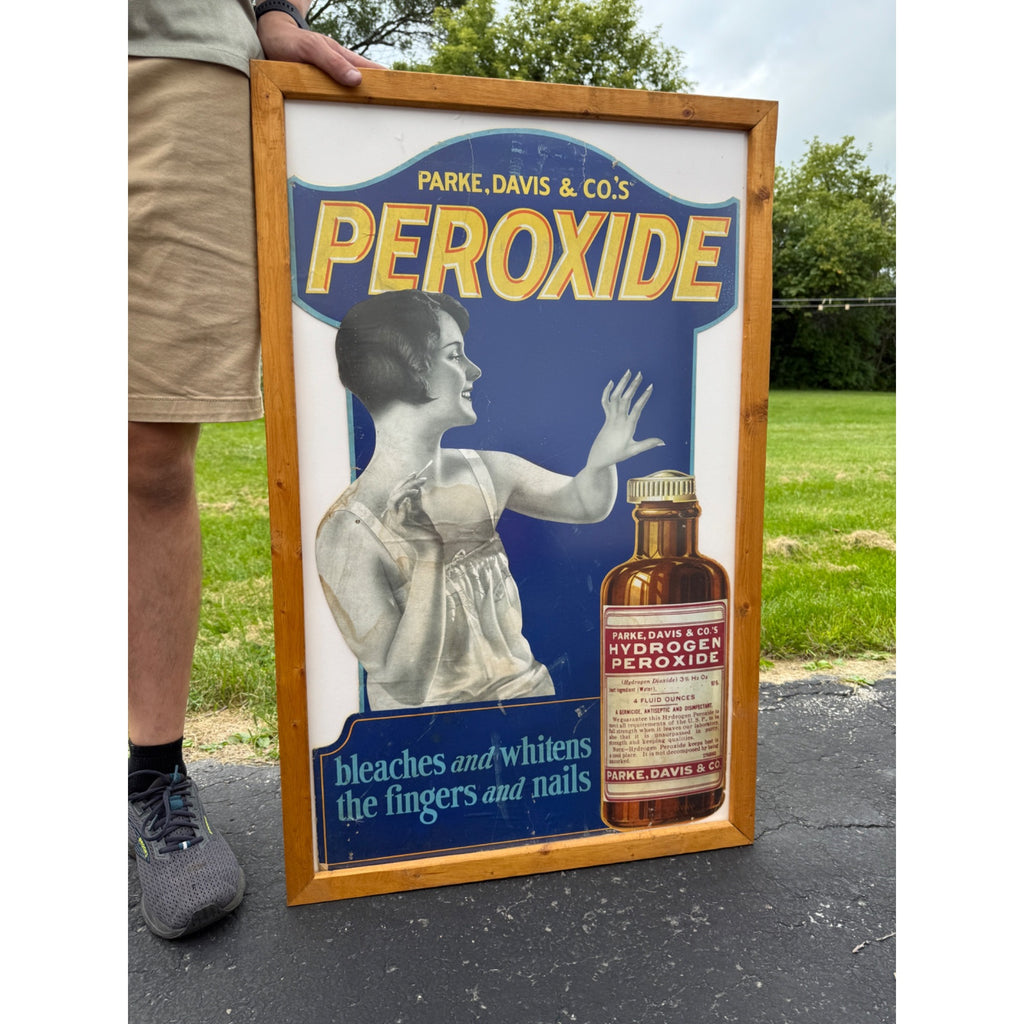 Vintage 1920s Parke Davis Peroxide Drug Store Advertising Sign Medical