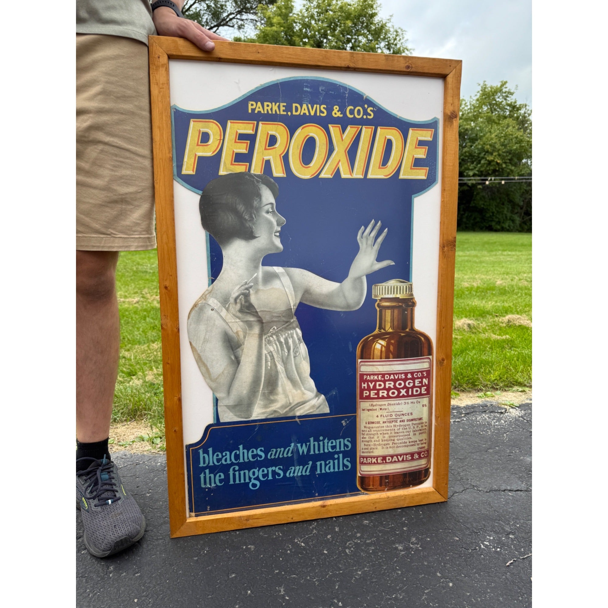 Vintage 1920s Parke Davis Peroxide Drug Store Advertising Sign Medical