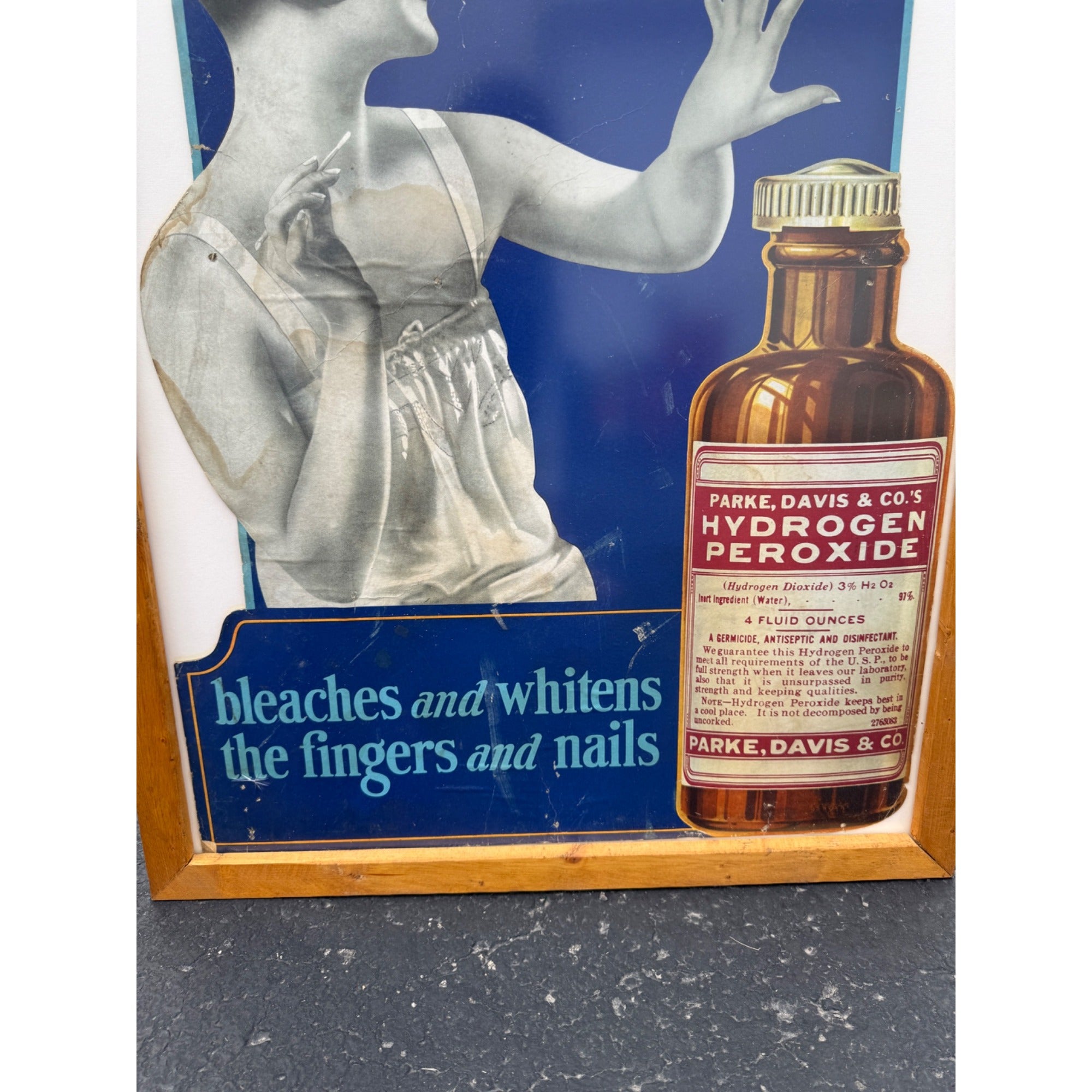 Vintage 1920s Parke Davis Peroxide Drug Store Advertising Sign Medical