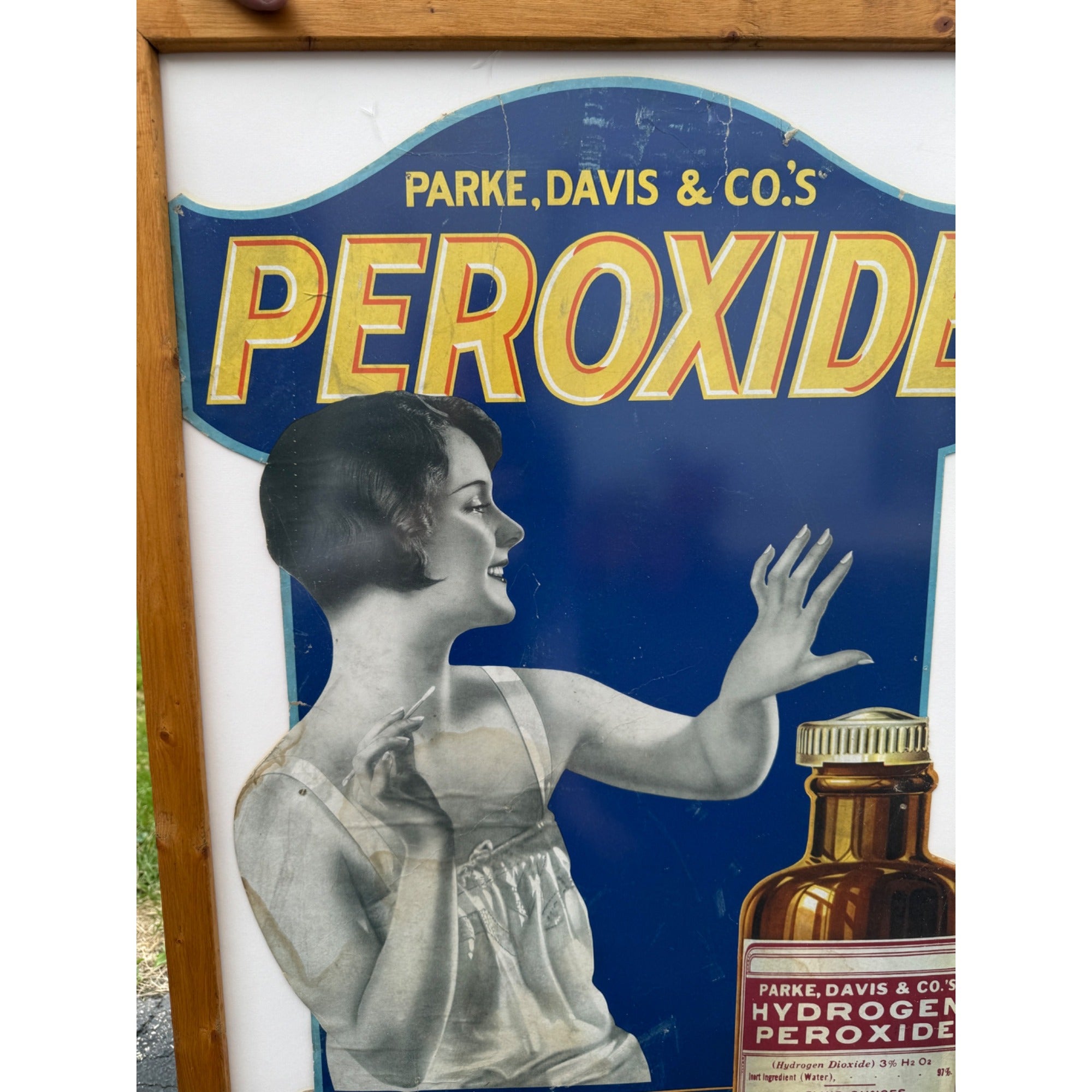 Vintage 1920s Parke Davis Peroxide Drug Store Advertising Sign Medical