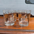 Vintage (4) Libbey Flight of Geese Hunting Marsh Low Ball Rock Cocktail Glass Lot of 4