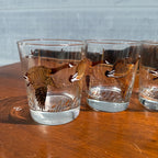 Vintage (4) Libbey Flight of Geese Hunting Marsh Low Ball Rock Cocktail Glass Lot of 4