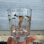 Vintage (4) Libbey Flight of Geese Hunting Marsh Low Ball Rock Cocktail Glass Lot of 4