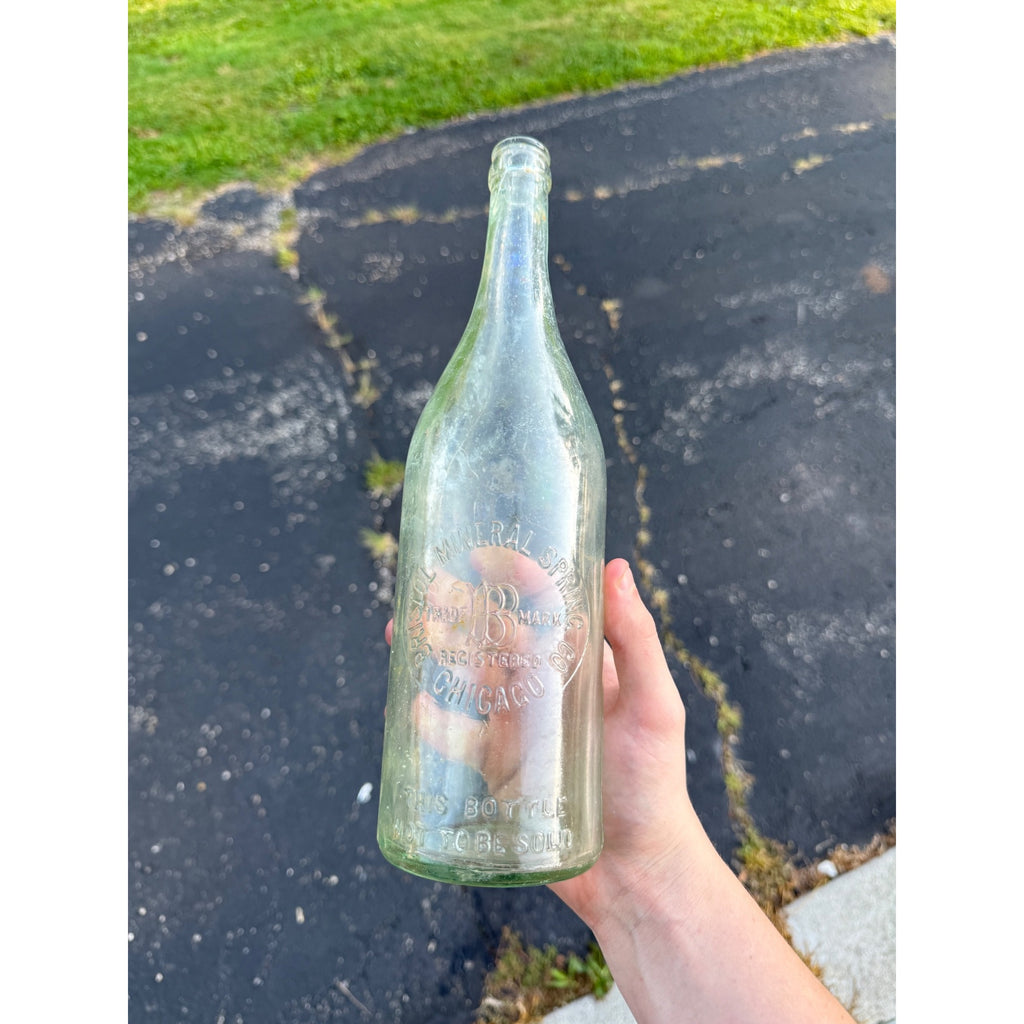 Vintage Bristol Mineral Springs Bottle Chicago Illinois Quart Soda Clear 11.5"