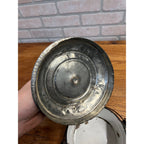Antique Primitive Blue and White Swirl Enamel Graniteware Berry Bucket / Lunch Pail Lidded Farmhouse Decor