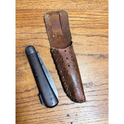 Vintage c1890s Hunting Folding Knife 9" Rosewood Handle Unmarked Lockback