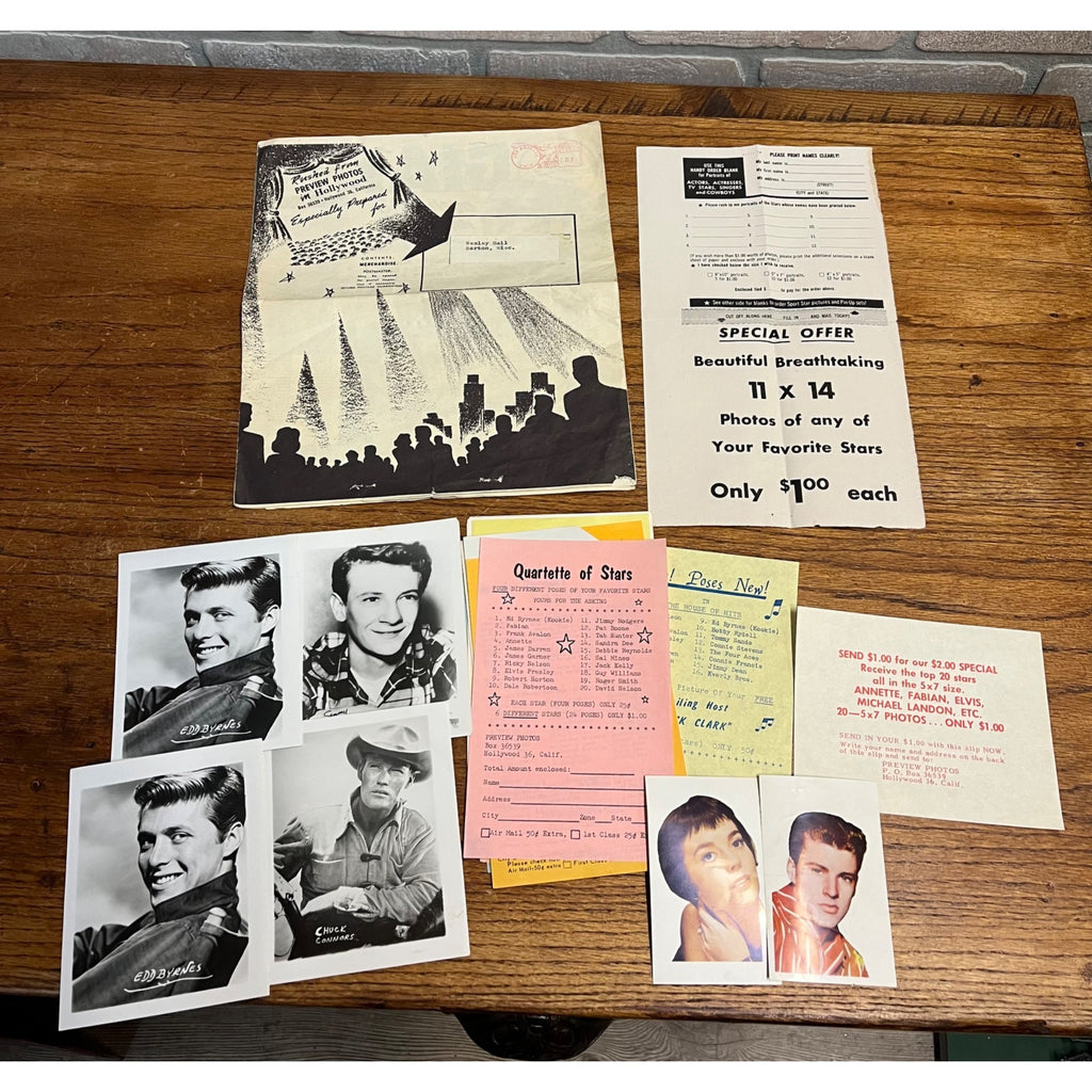 Vintage 50s Hollywood Preview Photos / Fan Club Newsletter Mickey Mantle + Photos