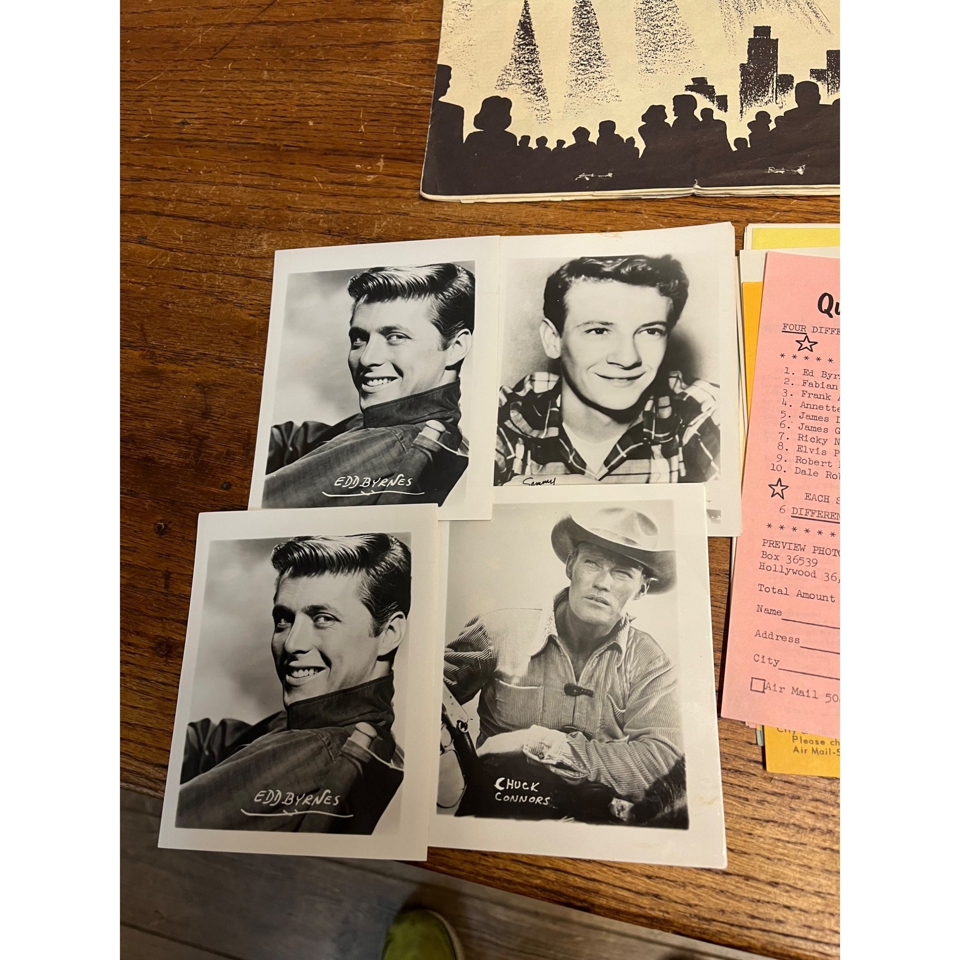 Vintage 50s Hollywood Preview Photos / Fan Club Newsletter Mickey Mantle + Photos