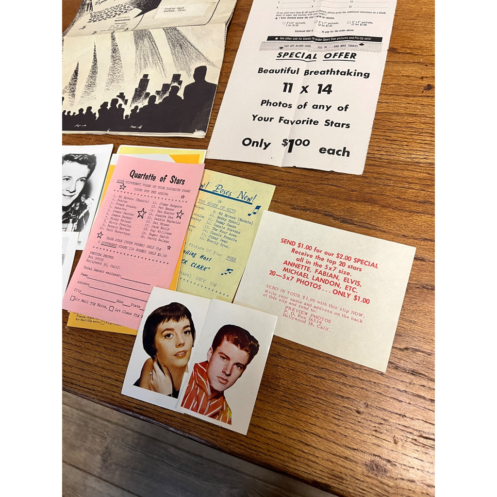 Vintage 50s Hollywood Preview Photos / Fan Club Newsletter Mickey Mantle + Photos