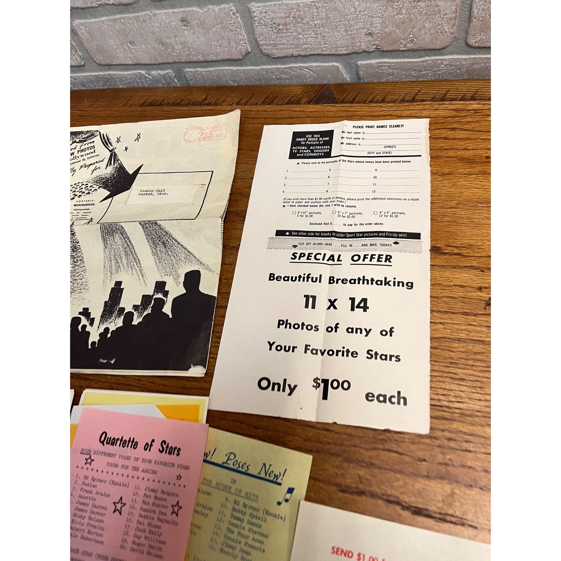 Vintage 50s Hollywood Preview Photos / Fan Club Newsletter Mickey Mantle + Photos