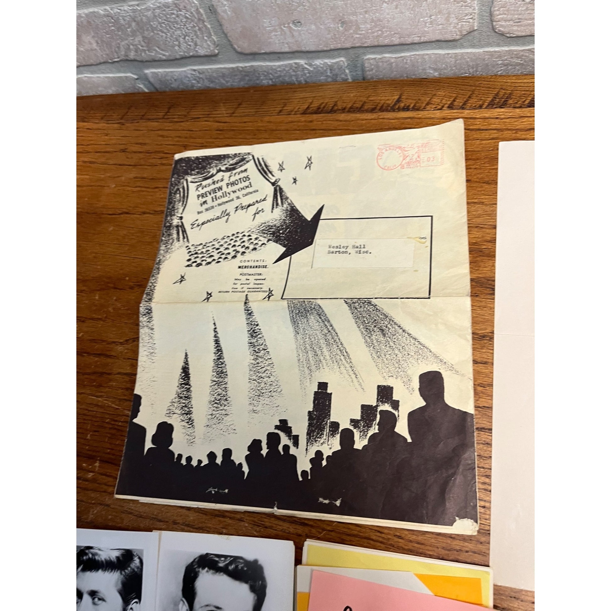 Vintage 50s Hollywood Preview Photos / Fan Club Newsletter Mickey Mantle + Photos