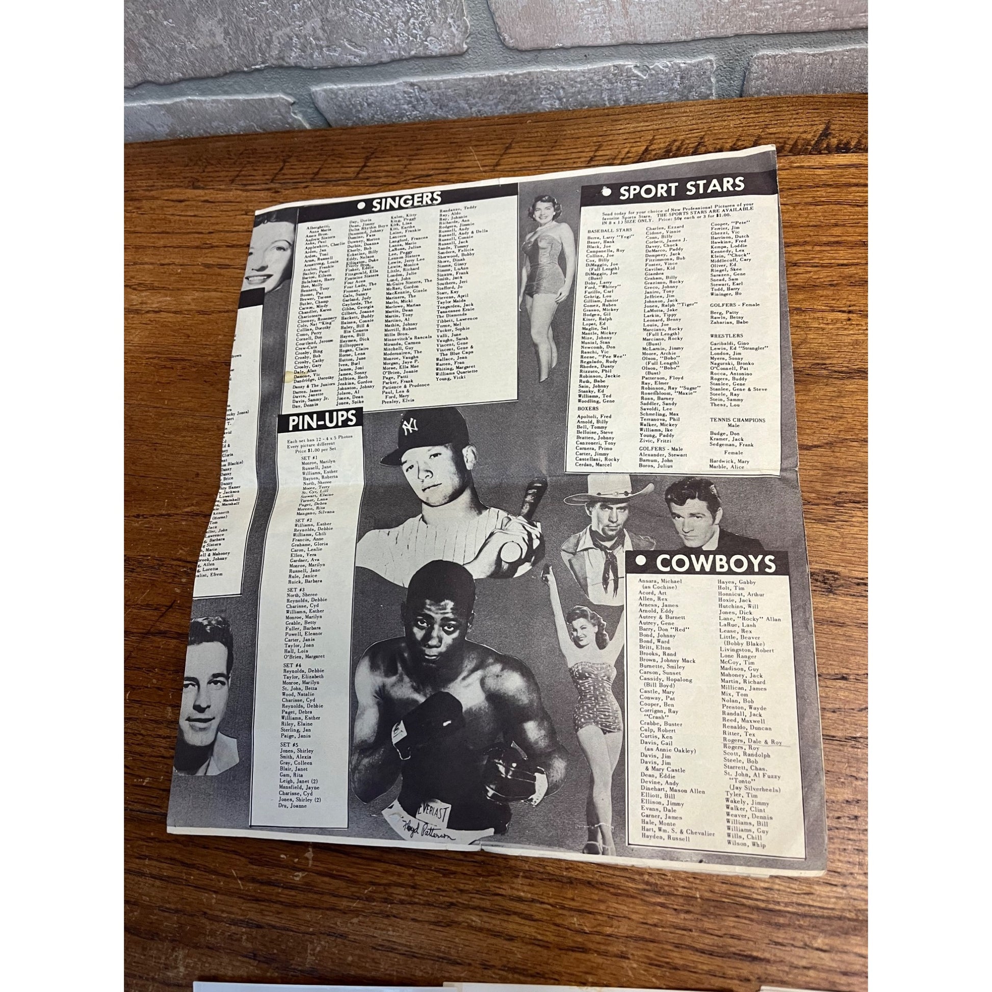 Vintage 50s Hollywood Preview Photos / Fan Club Newsletter Mickey Mantle + Photos