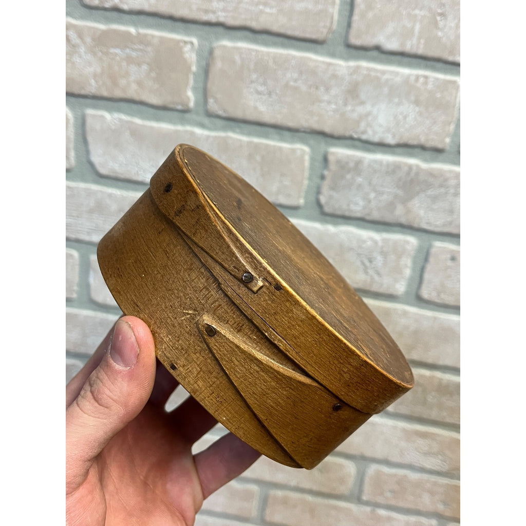 Antique Primitive 19th c. Small Bentwood Pantry Box Oval Shaker Two Finger AAFA