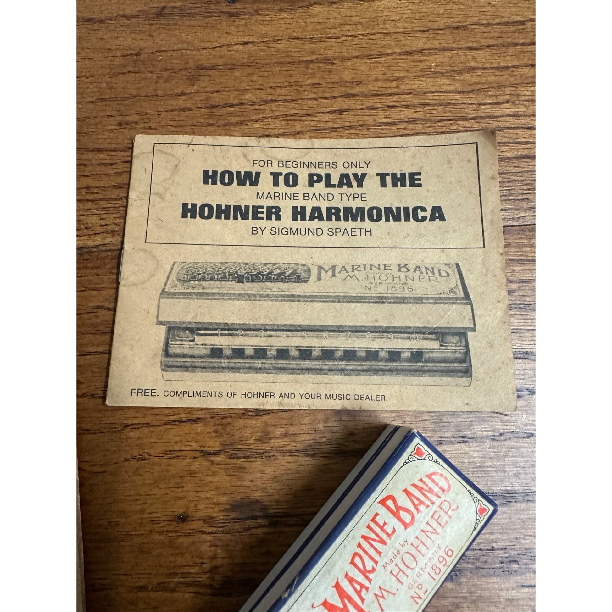 Vintage M. Hohner Marine Band Harmonica No. 1896 w/ Box & Course Booklets