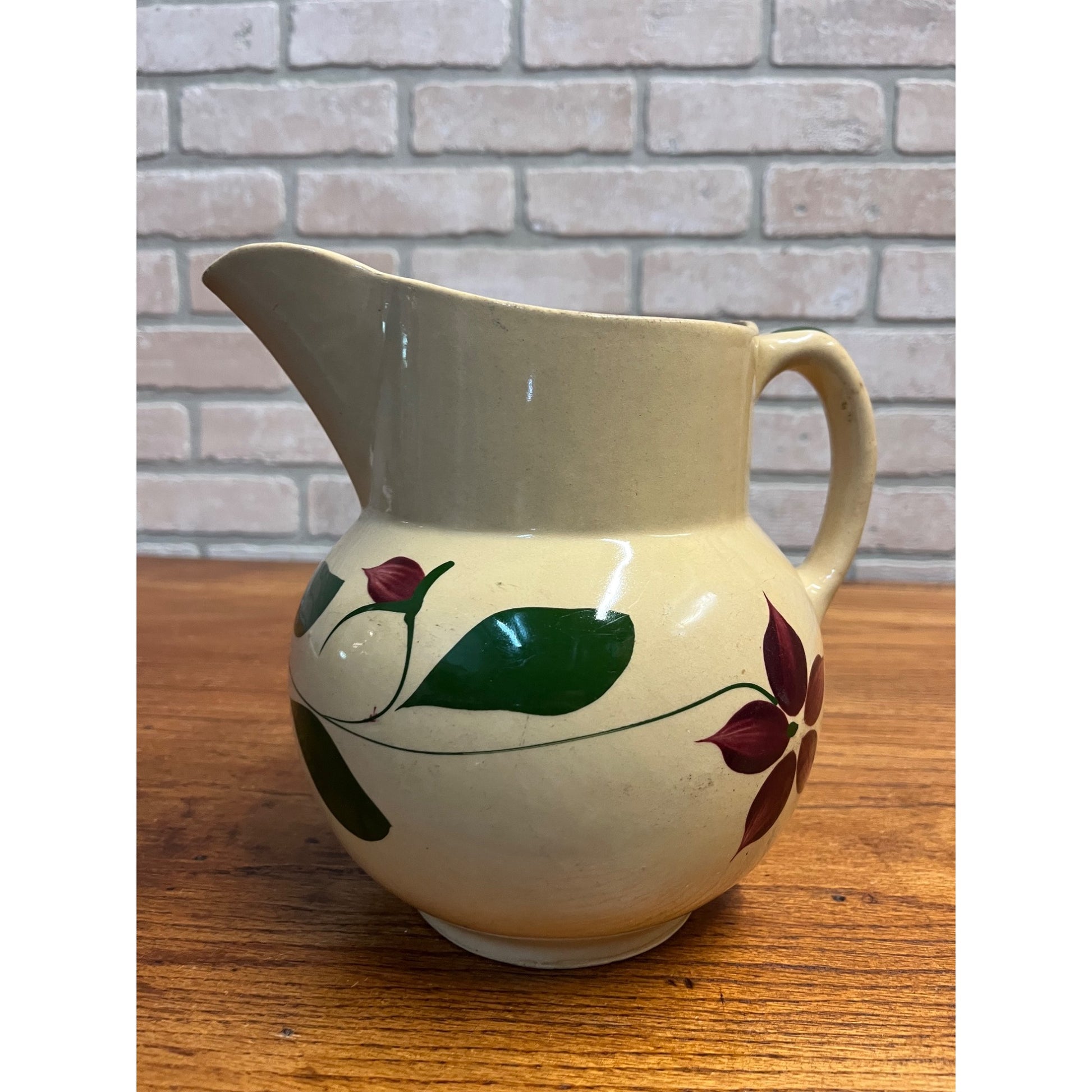 Vintage 1950s Watt Pottery Starflower Pitcher Primitive Farmhouse Kitchen 8"