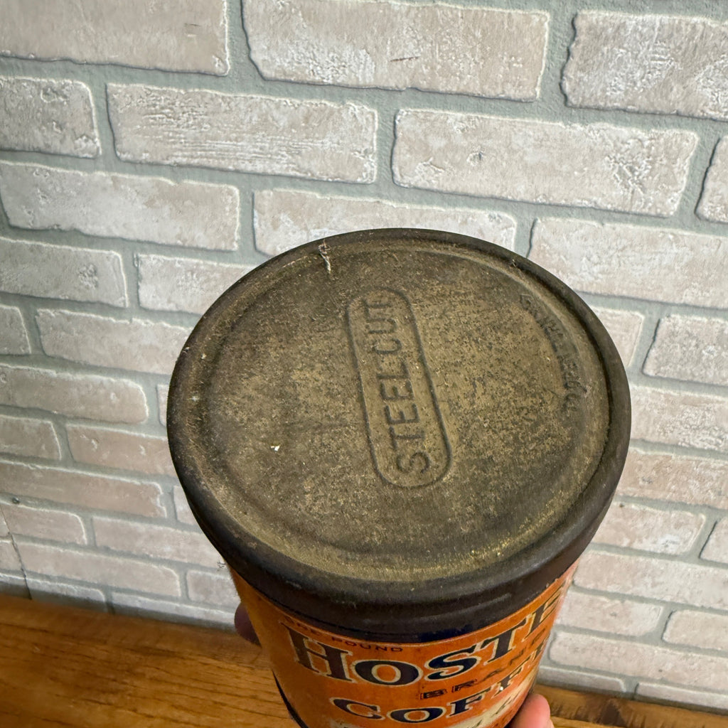 Antique Vintage Hostess Coffee Tin Can Mc innes Bros Milwaukee Wisconsin One lb.