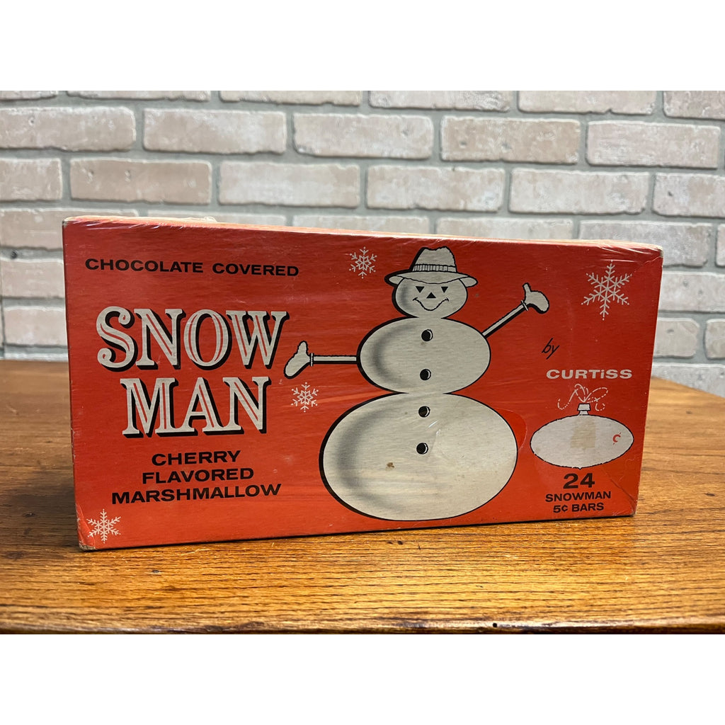 SCARCE Vintage 1950s Curtiss Snow Man Cherry Marshmallow Candy Box Christmas