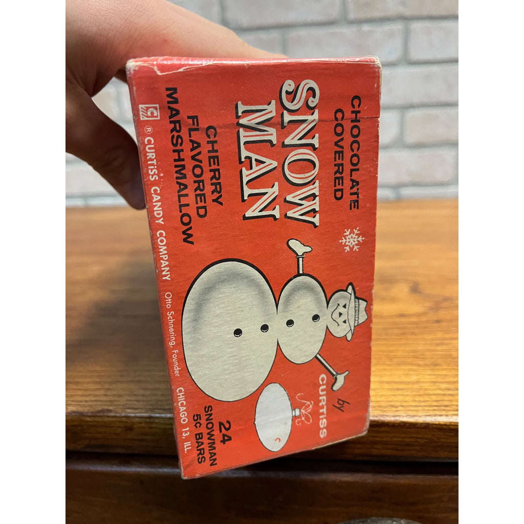 SCARCE Vintage 1950s Curtiss Snow Man Cherry Marshmallow Candy Box Christmas