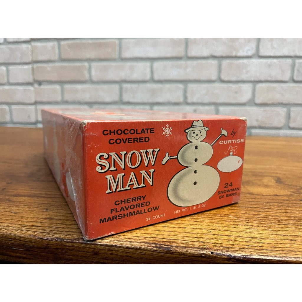 SCARCE Vintage 1950s Curtiss Snow Man Cherry Marshmallow Candy Box Christmas