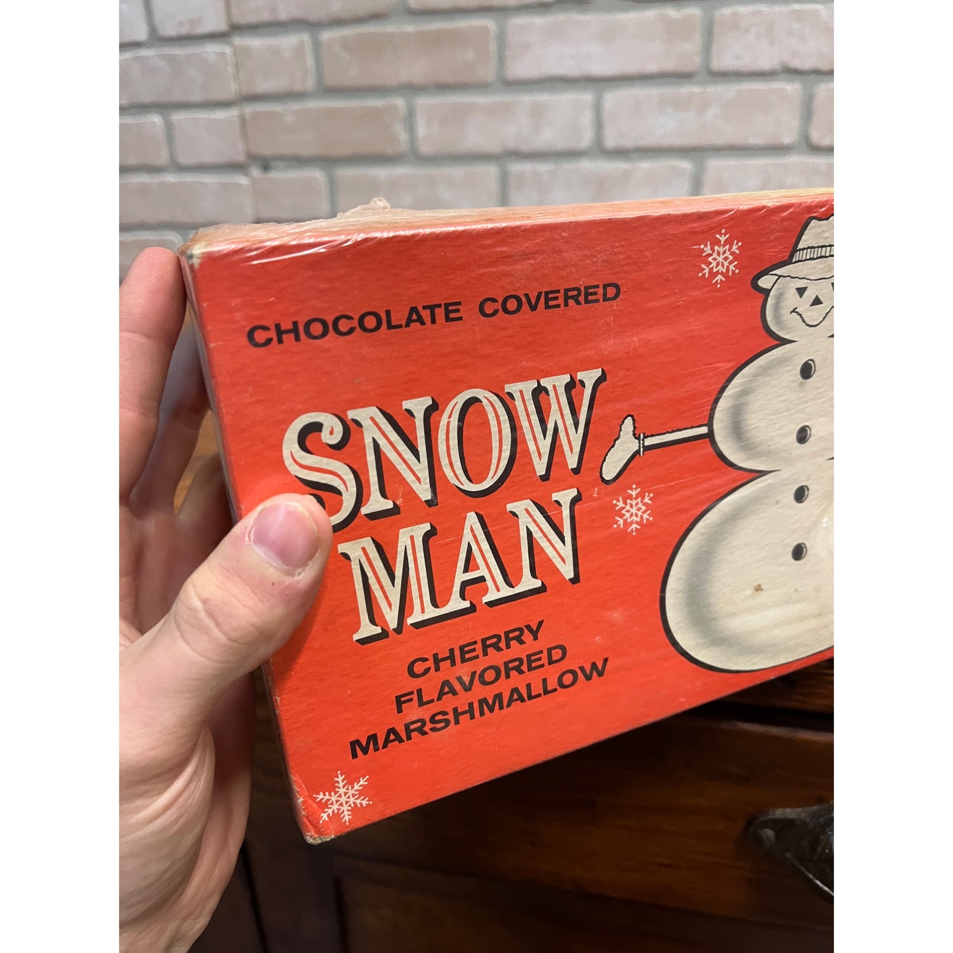 SCARCE Vintage 1950s Curtiss Snow Man Cherry Marshmallow Candy Box Christmas
