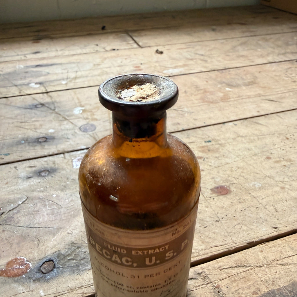 Antique Parke Davis Fluid Extract Ipecac USP Pharmacy Drugstore Medicine Bottle 1938