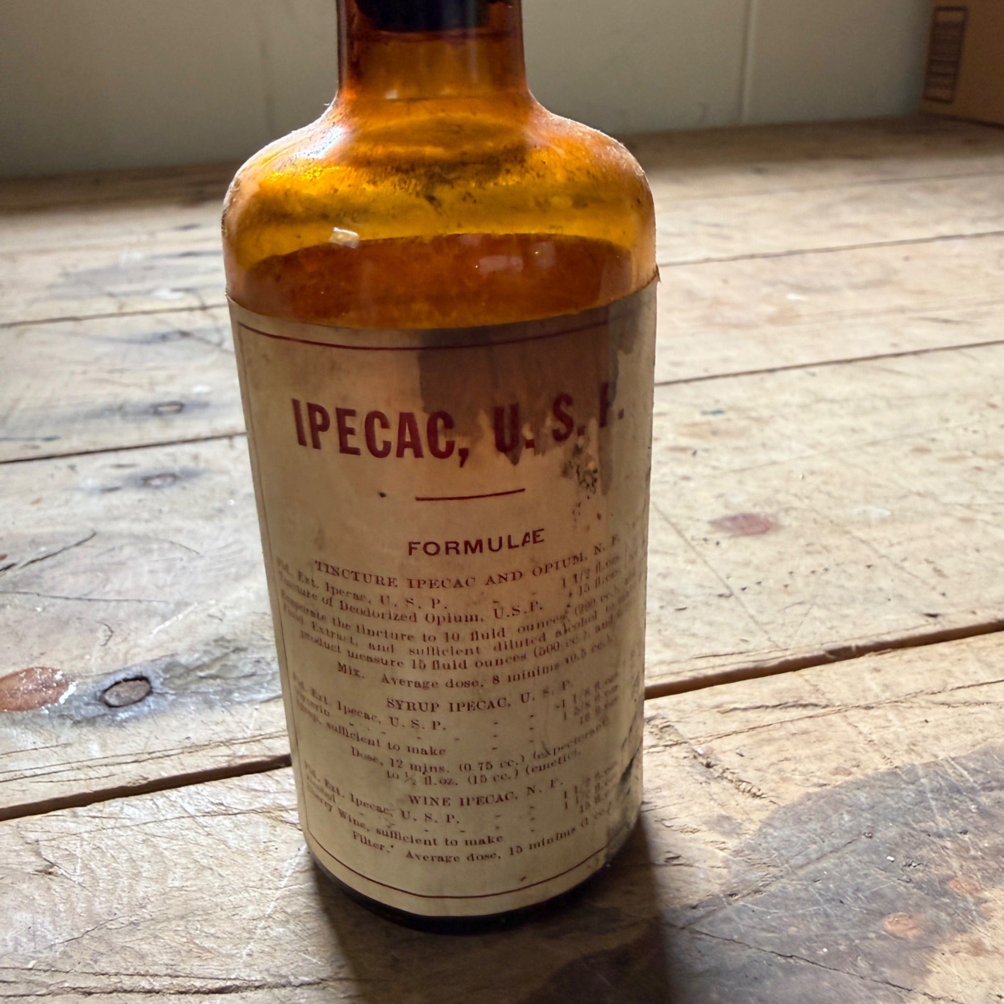 Antique Parke Davis Fluid Extract Ipecac USP Pharmacy Drugstore Medicine Bottle 1938