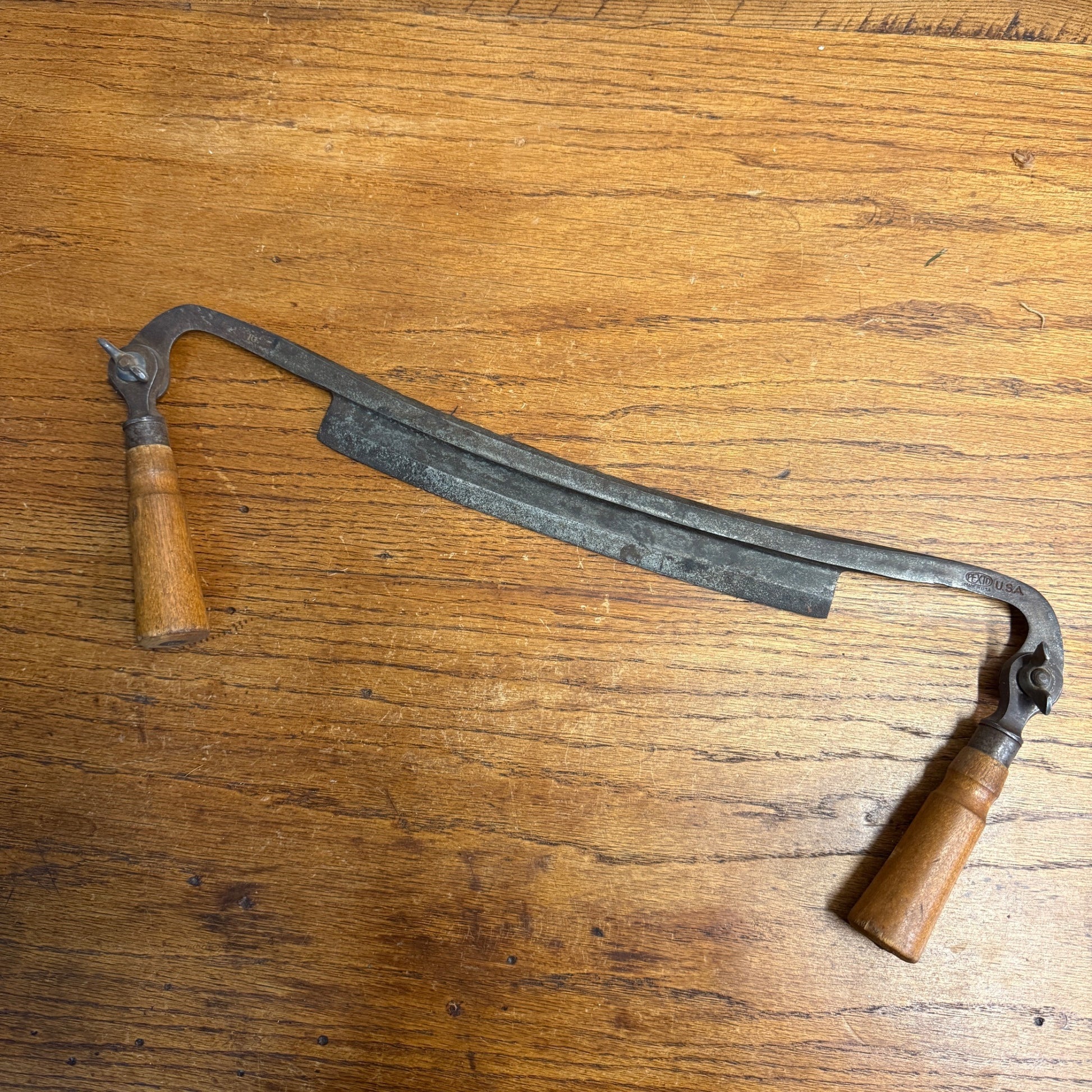 Vintage Pexto 10" Draw Knife Woodworking Tool w/ Folding Wood Handles
