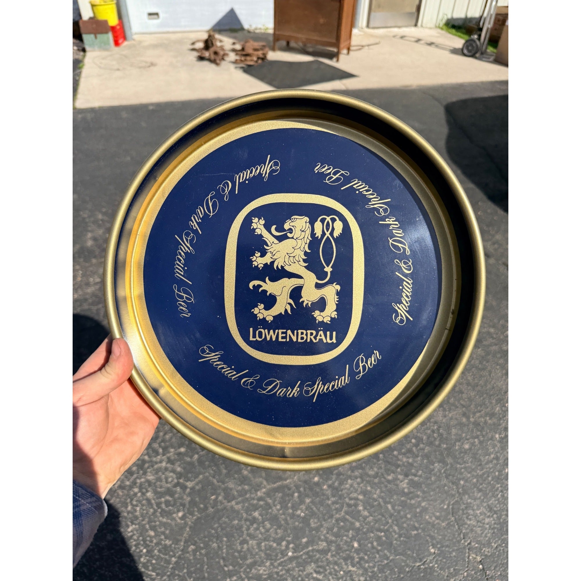Vintage Lowenbrau Dark & Dark Special 13"" Metal Brewery Advertising Beer Tray