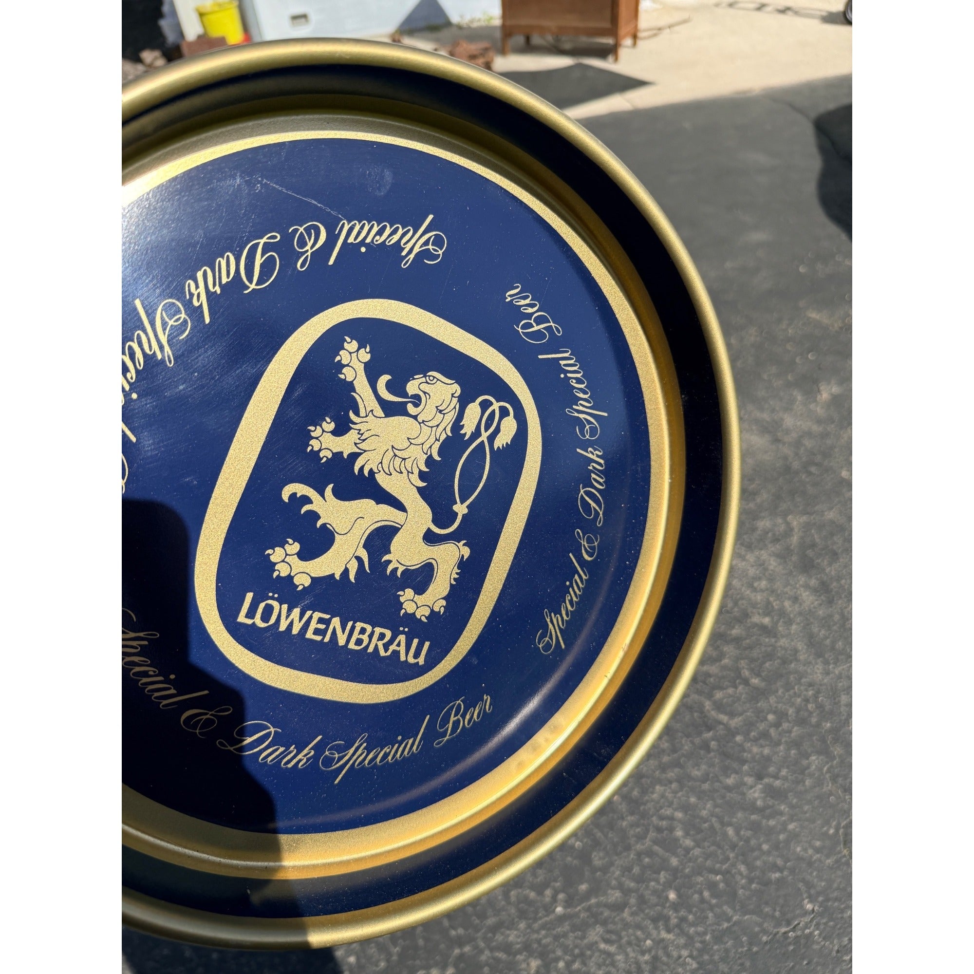 Vintage Lowenbrau Dark & Dark Special 13"" Metal Brewery Advertising Beer Tray