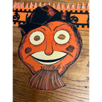 Vintage 1930s Beistle Halloween Scarecrow Party Hat Honeycomb Crepe Crown