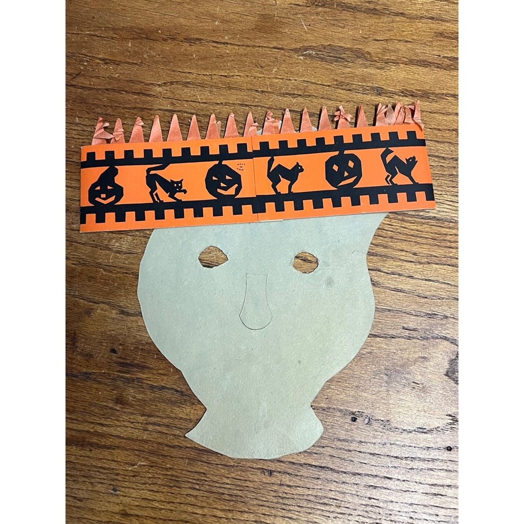 Vintage 1930s Beistle Halloween Scarecrow Party Hat Honeycomb Crepe Crown