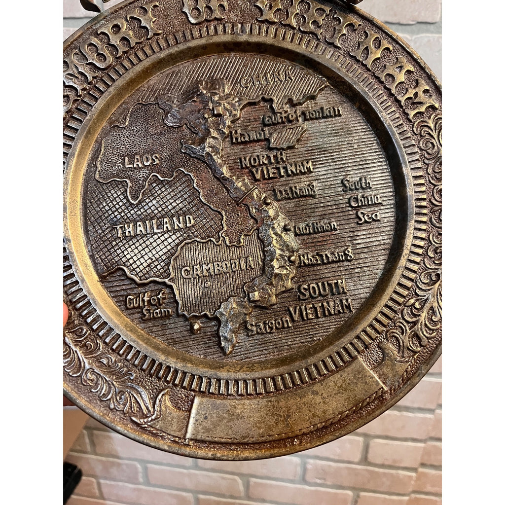 Vintage Vietnam War Brass Eagle Wall Hanging Plaque "Memory of Vietnam"