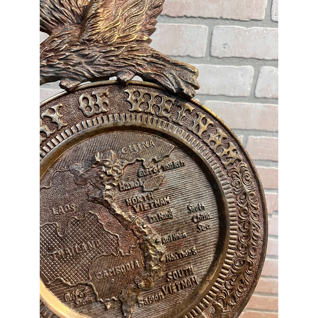 Vintage Vietnam War Brass Eagle Wall Hanging Plaque "Memory of Vietnam"