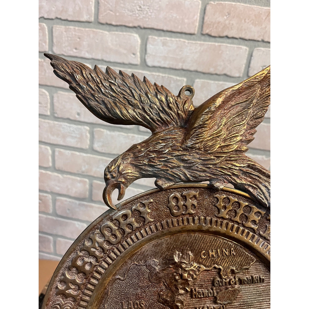 Vintage Vietnam War Brass Eagle Wall Hanging Plaque "Memory of Vietnam"
