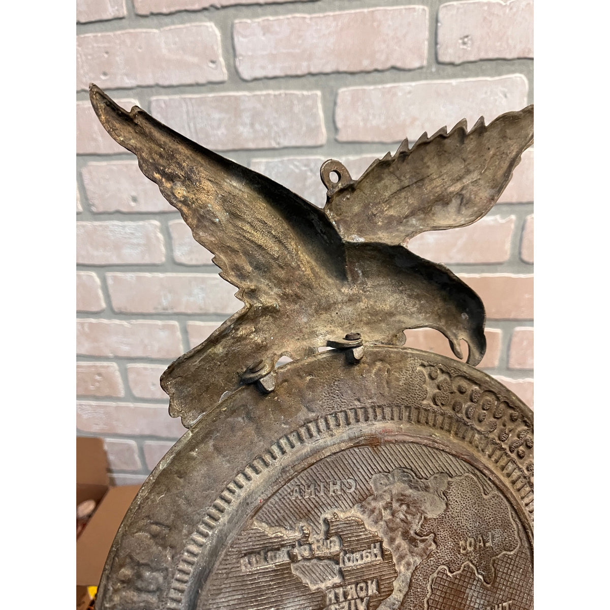 Vintage Vietnam War Brass Eagle Wall Hanging Plaque "Memory of Vietnam"