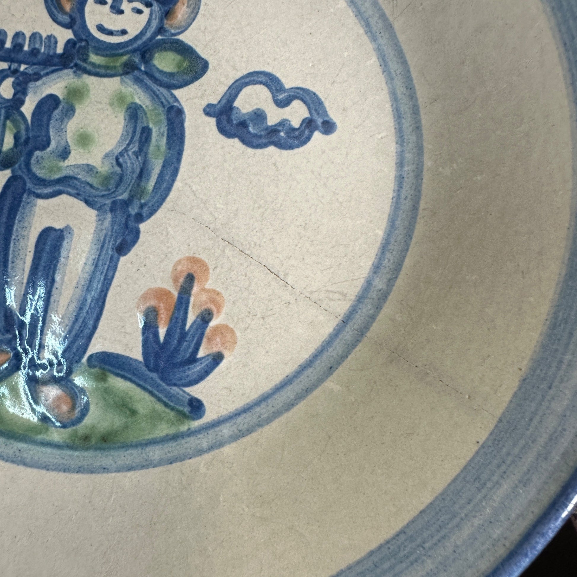 Vintage M A Hadley Pottery Farmer 9" Dinner Plate Country Outdoor Theme