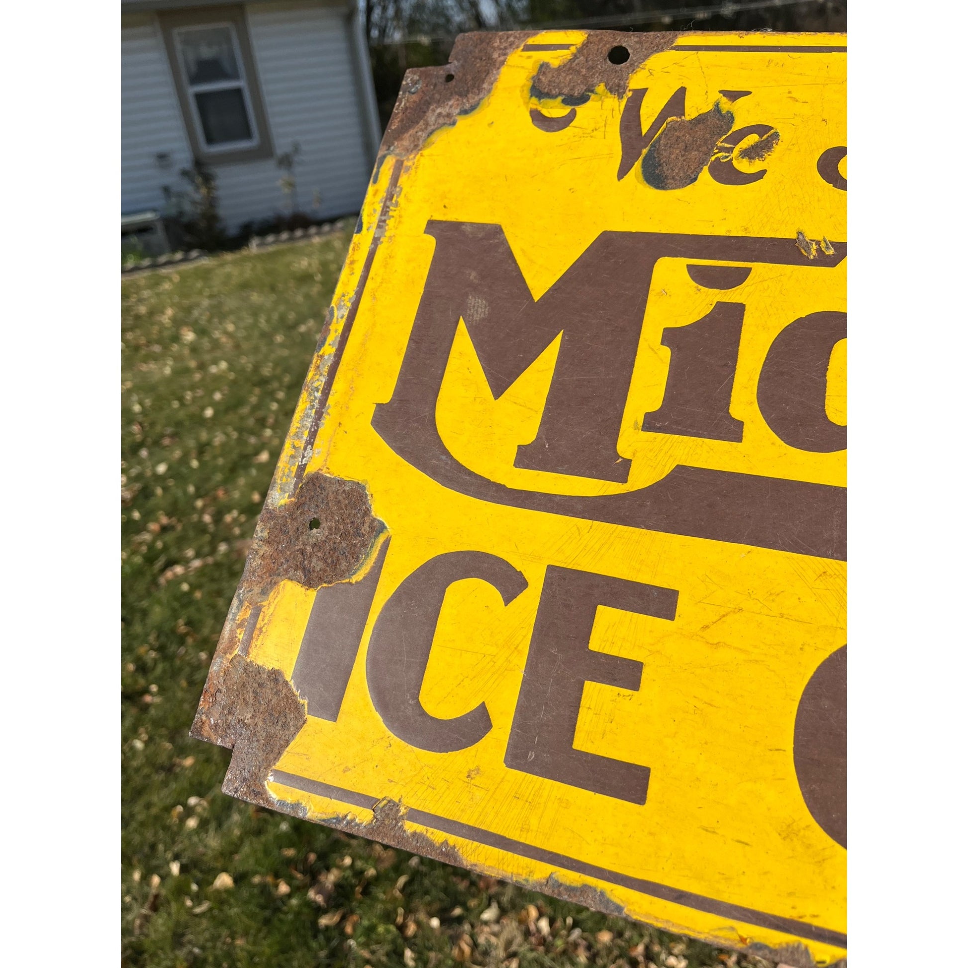 Vintage Midwest Ice Cream Double Sided Porcelain Advertising Sign Chicago ILL