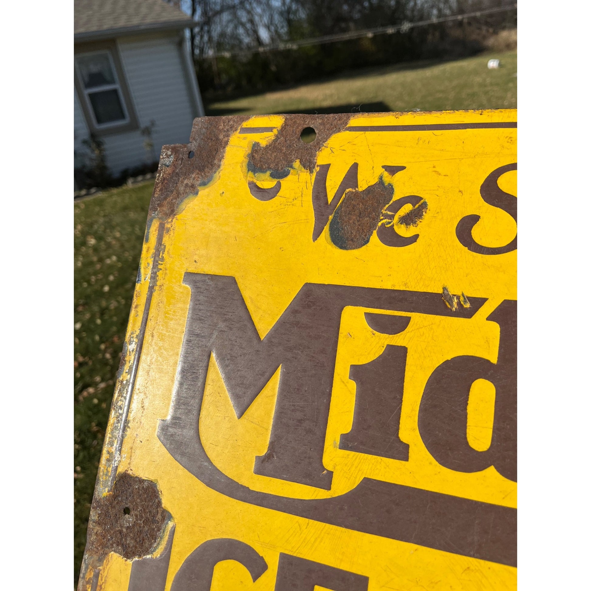 Vintage Midwest Ice Cream Double Sided Porcelain Advertising Sign Chicago ILL